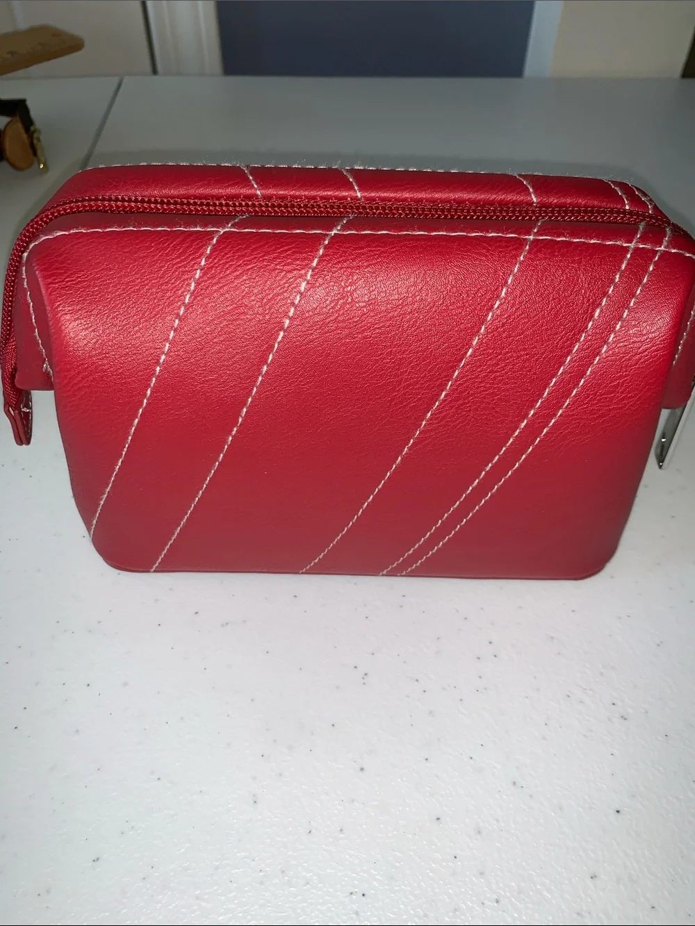 American Airlines AA toiletry cosmetic bag brand new red with white stitching